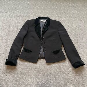 Tahari Black Velvet Trim 4 Button Blazer Jacket Women’s Size 12